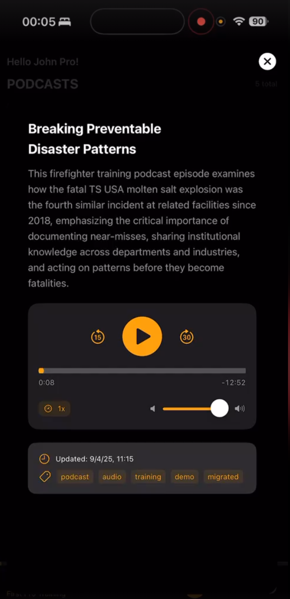 Podcast demo screenshot