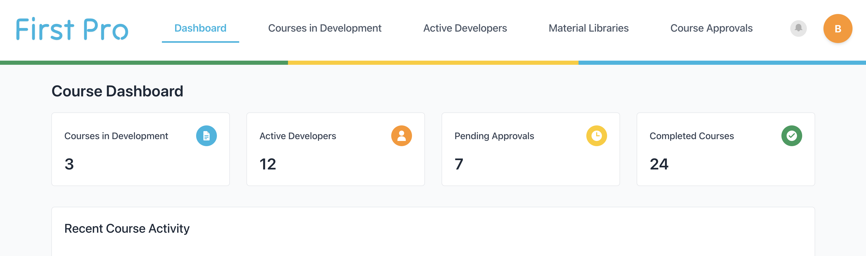 First Pro Dashboard Interface